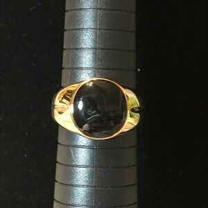 Gold Tone and Black Stone Ring Size 11